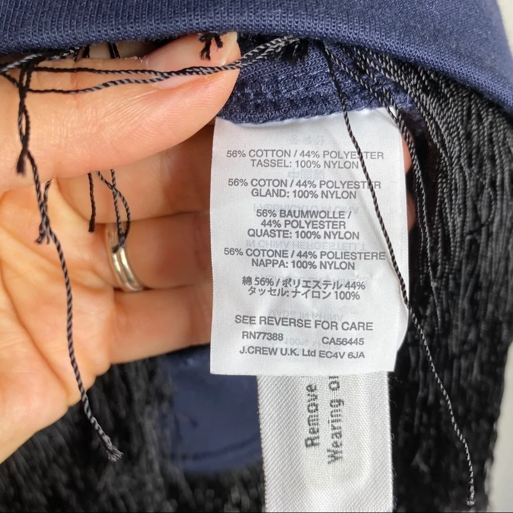 J.Crew- Navy Crewneck Sweater With Fringe Hem